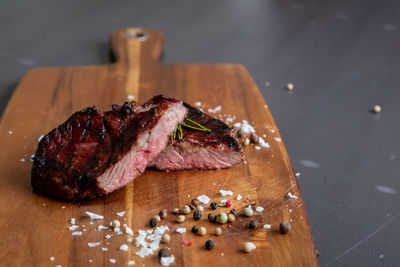 Close-up of food on cutting board