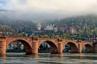 Scenic low angle view of old bridge and castle