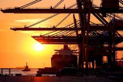 View of pier at sunset