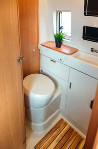 Campervan bathroom interior with toilet