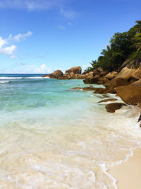 Scenic view of beach against sky