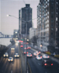 Reflection of building on glass window