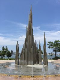 Low angle view of built structure against blue sky