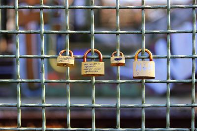 Padlocks attached on fence