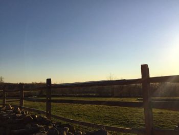 View of field against clear sky