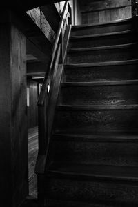 High angle view of staircase in building