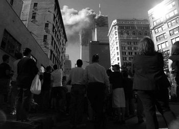 People standing on city street