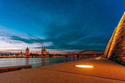 Panoramic view of cologne cathedral at the blue hour, germany.