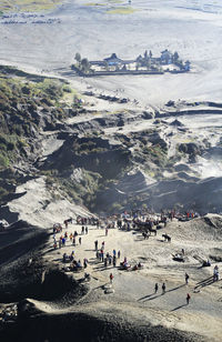 High angle view of people on landscape