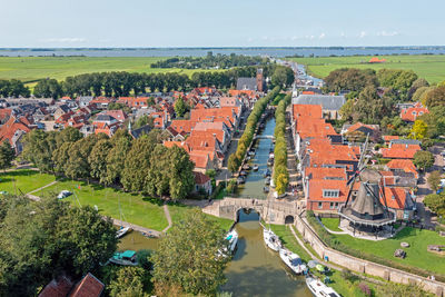 High angle view of townscape against sky