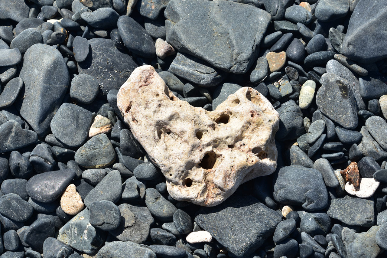 rock, stone, full frame, pebble, nature, no people, day, backgrounds, large group of objects, high angle view, land, soil, beach, abundance, rubble, textured, outdoors, sunlight, geology, gravel, close-up, gray