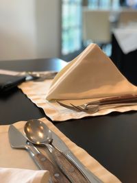 Close-up of napkin on table