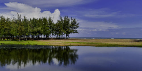 Scenic view of lake against sky