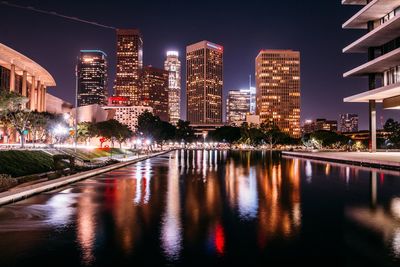 Illuminated city at night