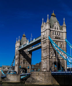 Low angle view of suspension bridge