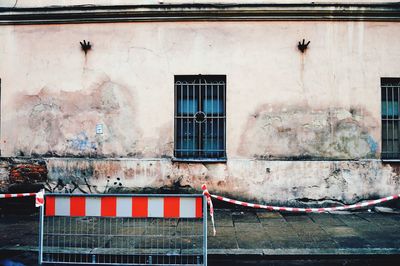 Brick wall with closed door