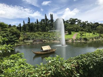 View of fountain in lake