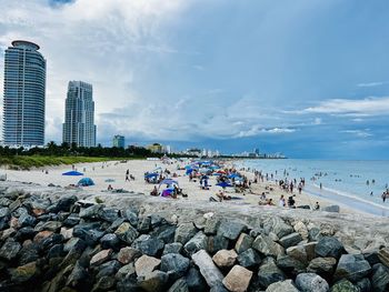 Panoramic view of beach against sky