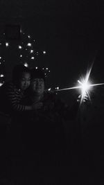 Illuminated lights at night