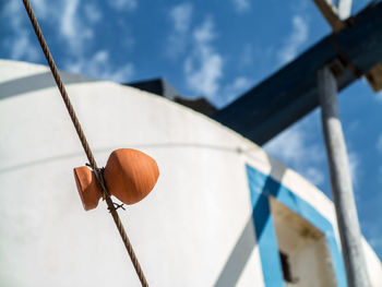 Low angle view of rope against sky