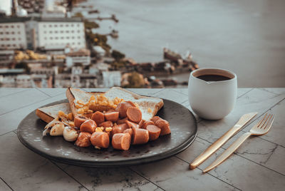 Close-up of food on table