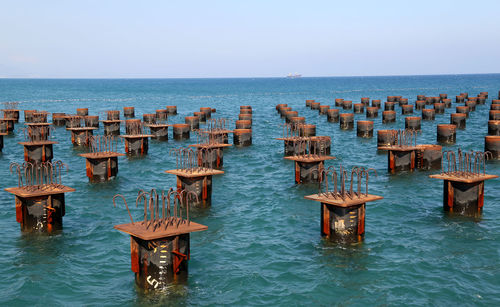 Scenic view of sea against clear sky