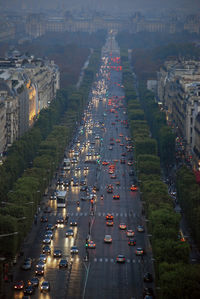 High angle view of traffic on city street