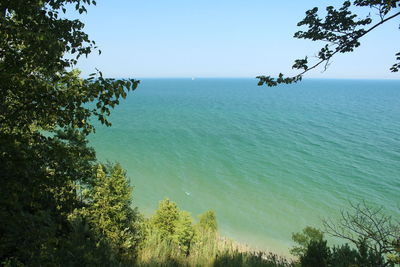 Scenic view of sea against clear sky