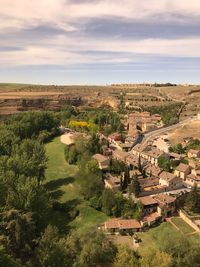 High angle view of landscape against sky