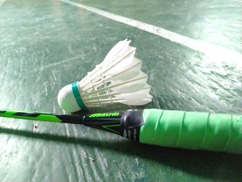 High angle view of paintbrushes on table