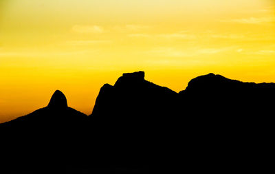 Silhouette of mountain against sky during sunset