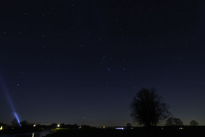 Low angle view of illuminated trees against sky at night