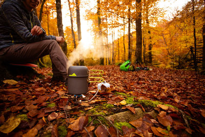 Man sitting in forest