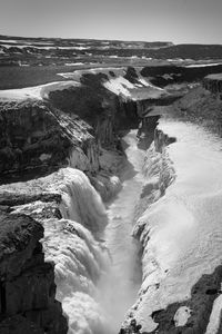 Scenic view of sea against sky. gullfoss, iceland.