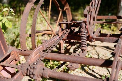 Close-up of rusty machine part