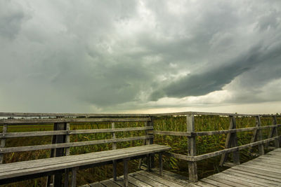 Storm clouds over sea against sky