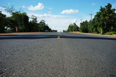 Surface level of road against sky