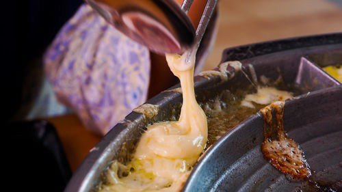 Close-up of food served in plate