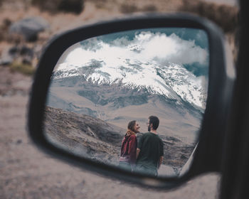 Reflection on side-view mirror