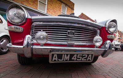 View of old vintage car in city