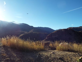 Scenic view of mountains against clear sky