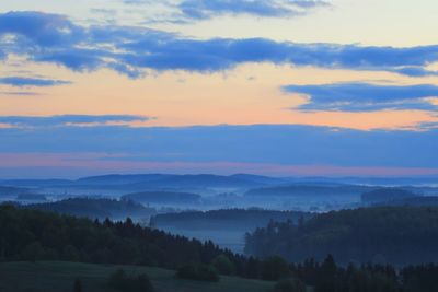 Scenic view of landscape against sky during sunset