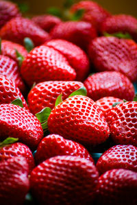 Full frame shot of strawberries on table