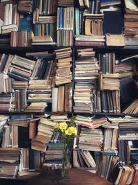 Full frame shot of books in shelf