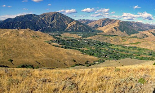 Scenic view of mountains against sky