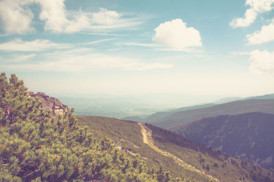 Scenic view of mountains against sky