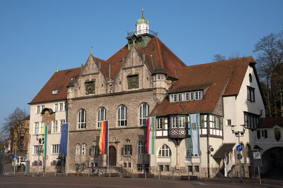 Panoramic image of the townhall of bergisch gladbach at morning hours, germany