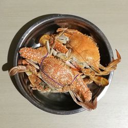 High angle view of food in bowl