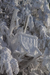 High angle view of snow on field