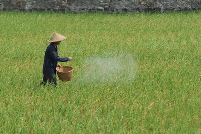 Man working on field